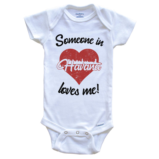 Someone In Havana Loves Me Red Heart Skyline Baby Onesie