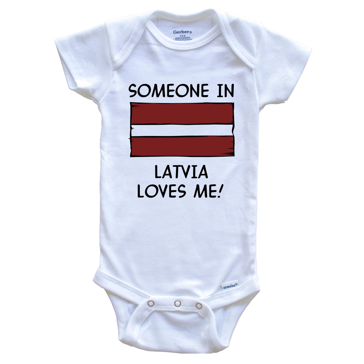 Someone In Latvia Loves Me Latvian Flag Baby Onesie
