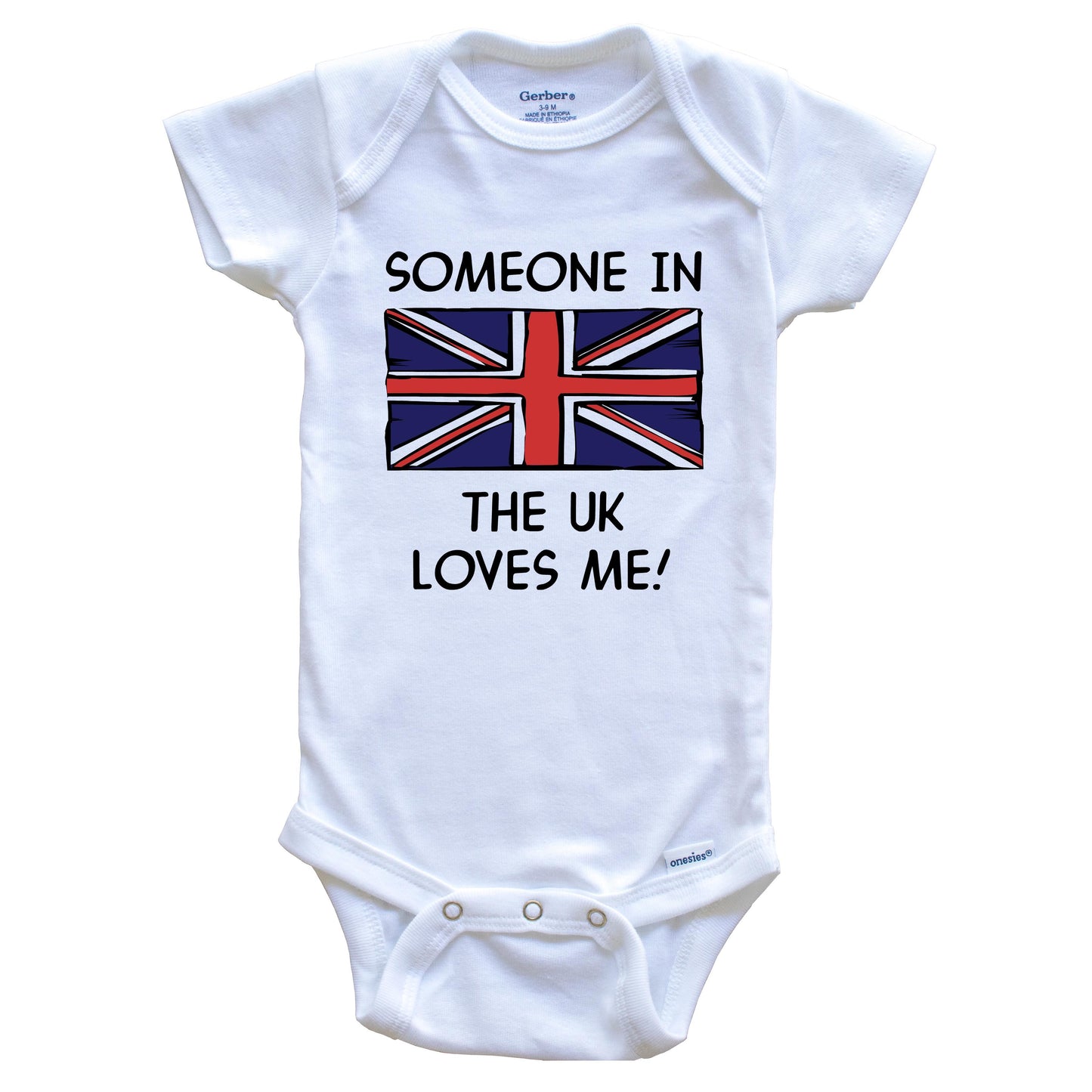 Someone In the UK Loves Me British Flag Baby Onesie