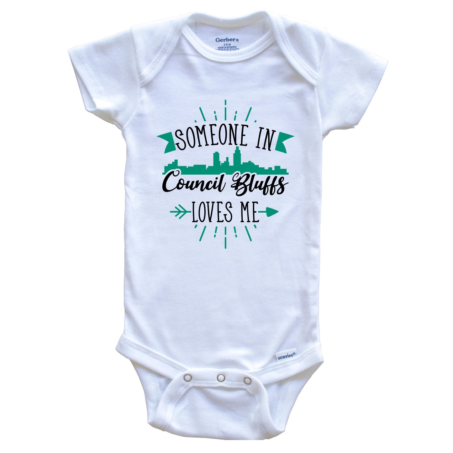 Someone In Council Bluffs Loves Me Council Bluffs IA Skyline Baby Onesie