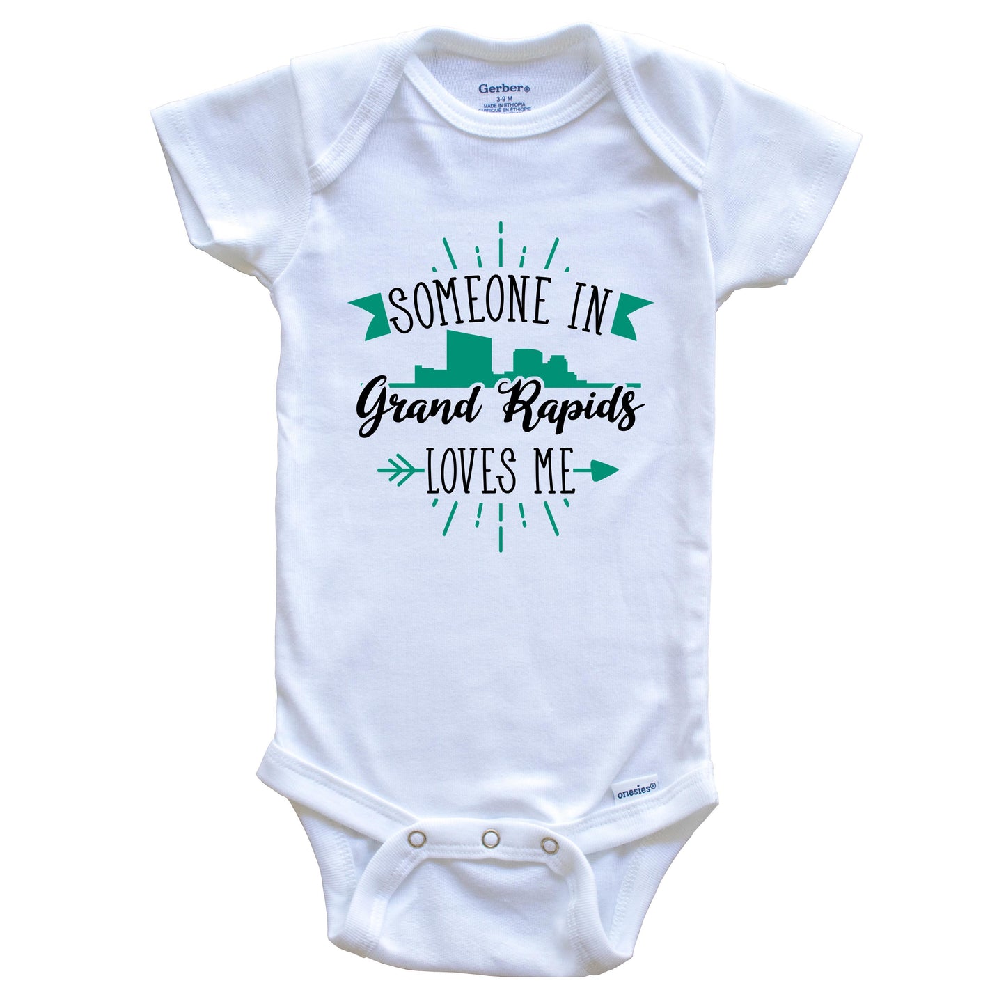 Someone In Grand Rapids Loves Me Grand Rapids MI Skyline Baby Onesie