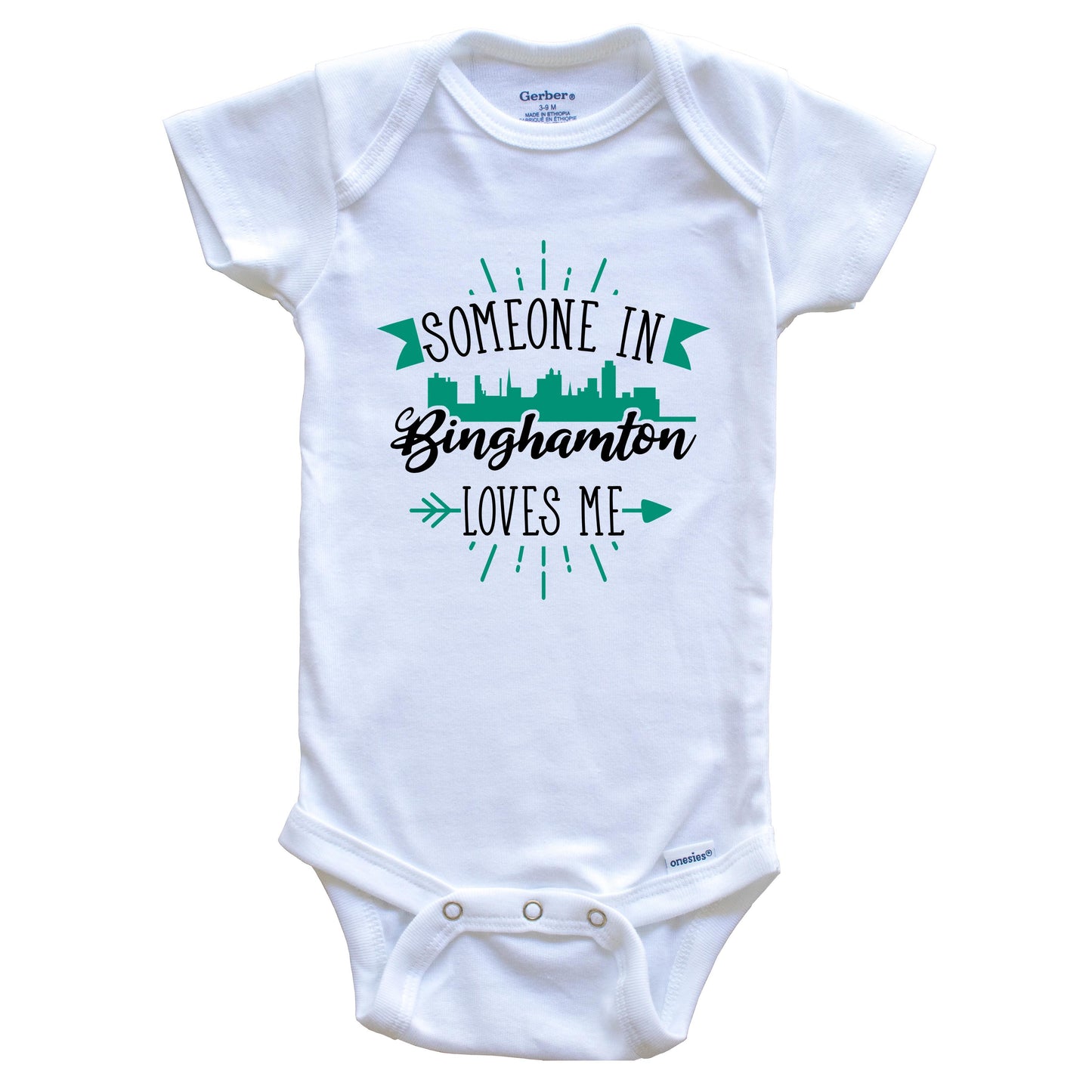 Someone In Binghamton Loves Me Binghamton NY Skyline Baby Onesie