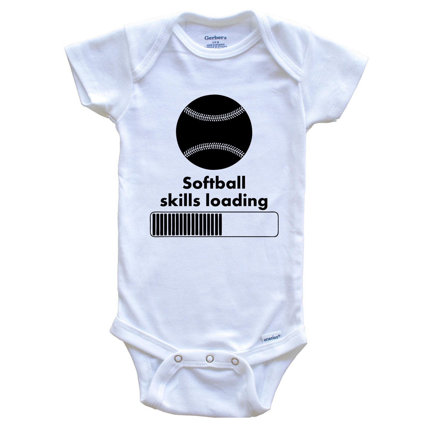 Softball Skills Loading Funny Baby Onesie