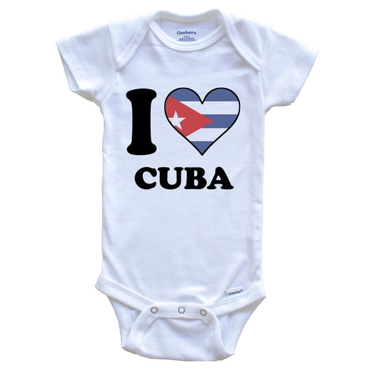 I Love Cuba Cuban Flag Heart Baby Onesie