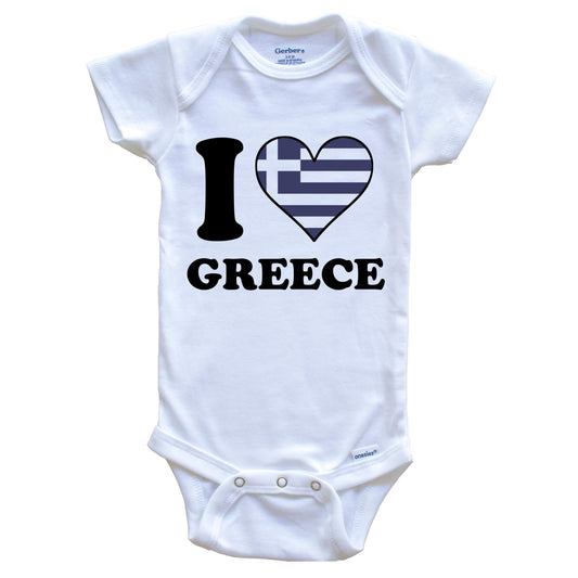 I Love Greece Greek Flag Heart Baby Onesie