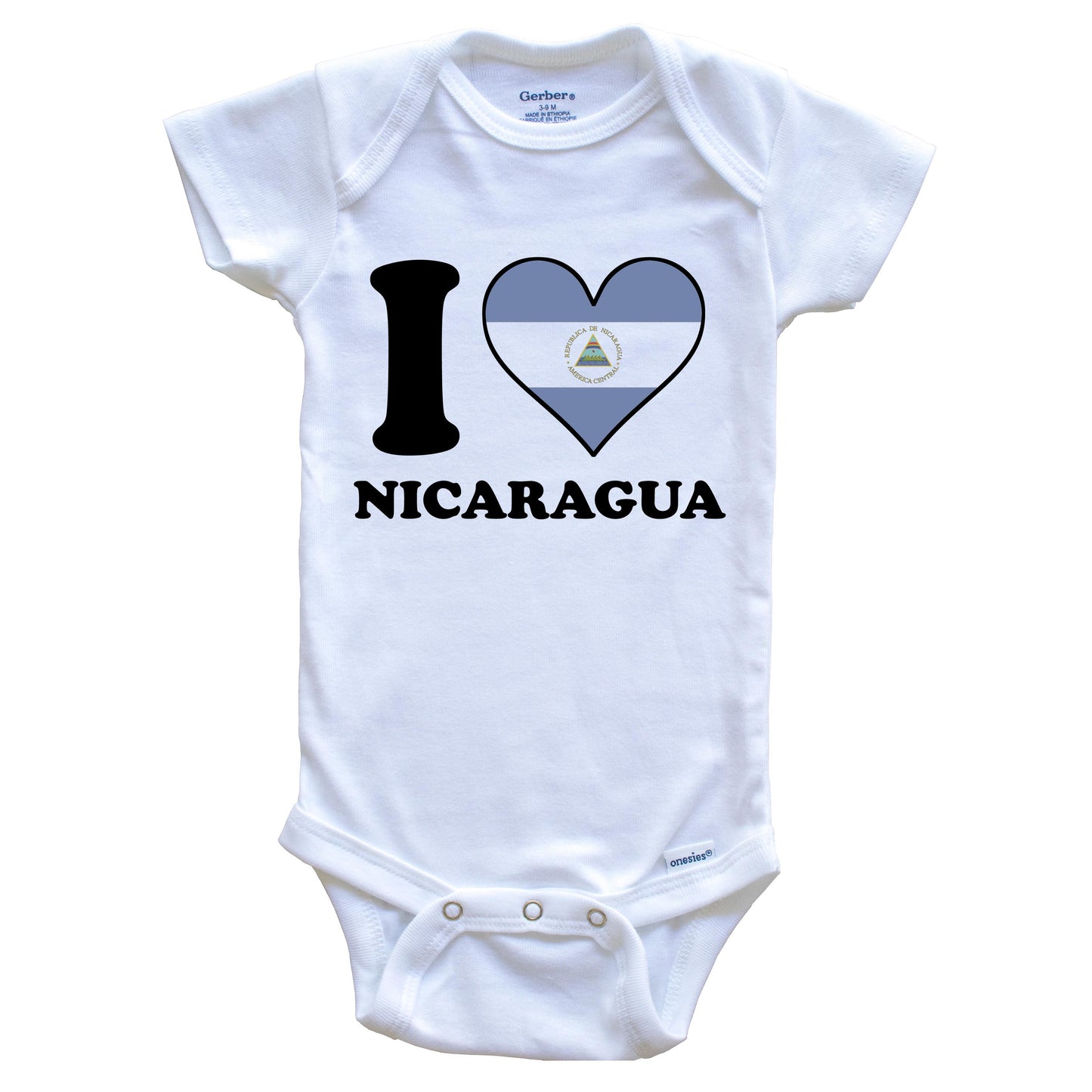 I Love Nicaragua Nicaraguan Flag Heart Baby Onesie