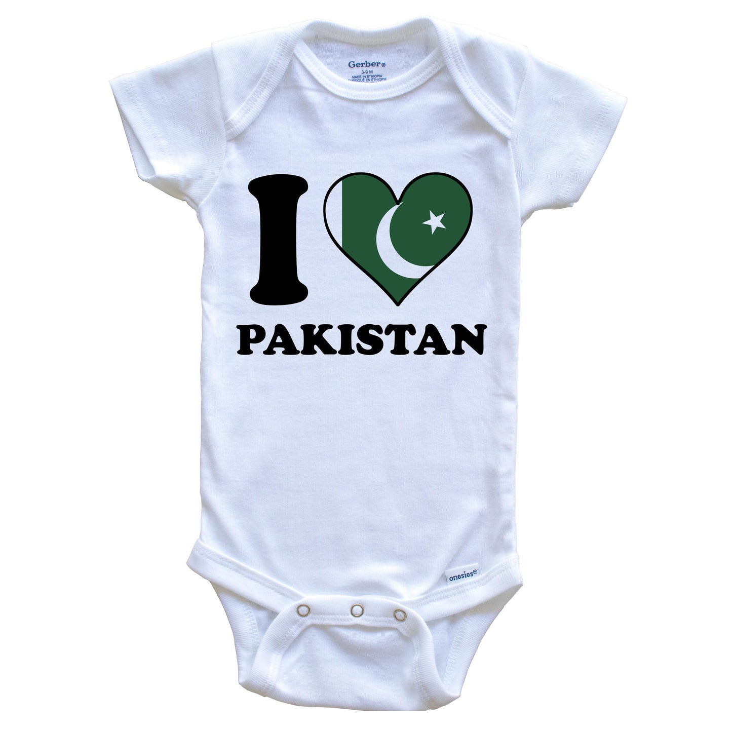 I Love Pakistan Pakistani Flag Heart Baby Onesie
