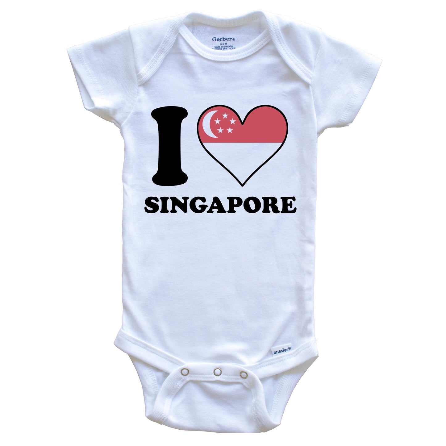 I Love Singapore Singaporean Flag Heart Baby Onesie