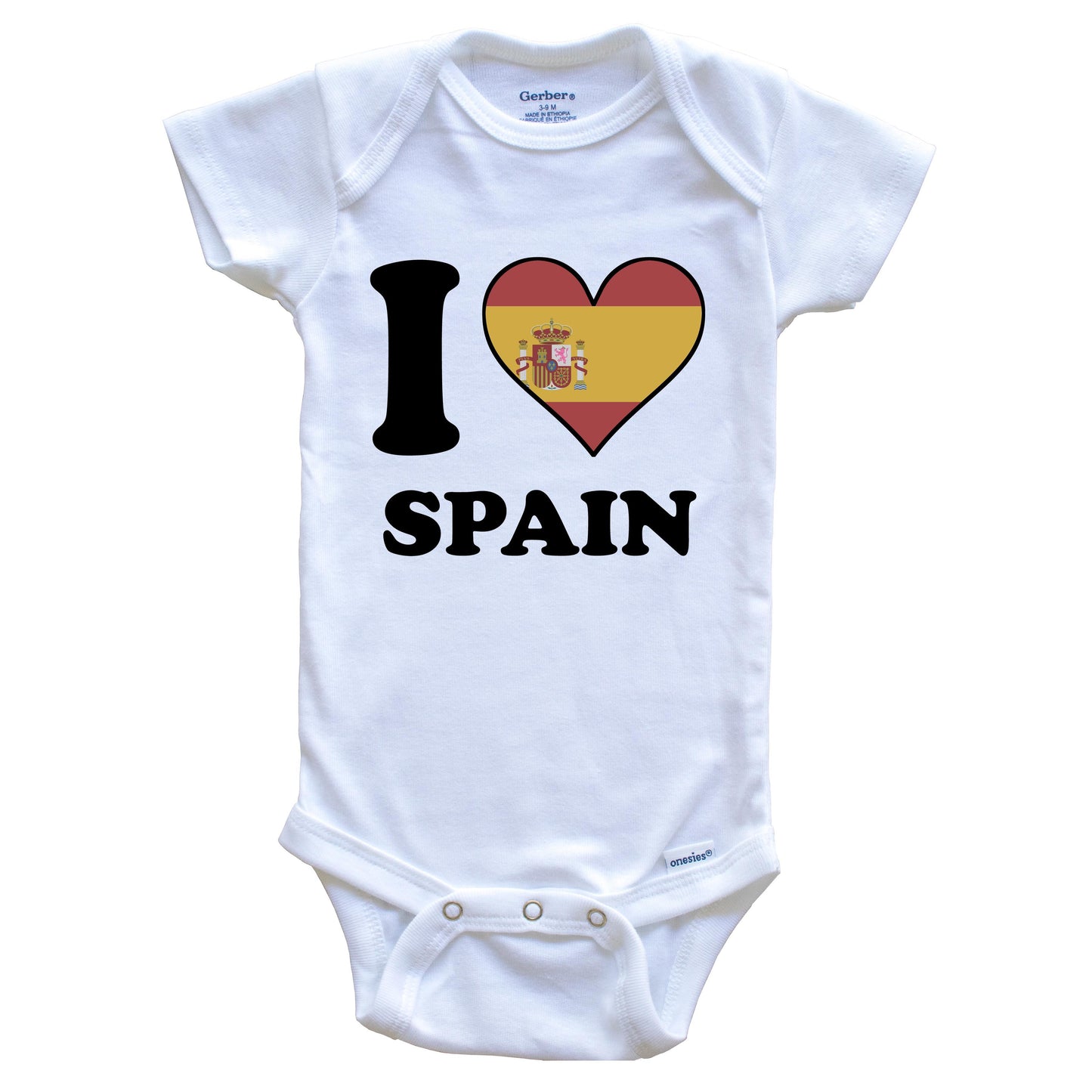 I Love Spain Spanish Flag Heart Baby Onesie