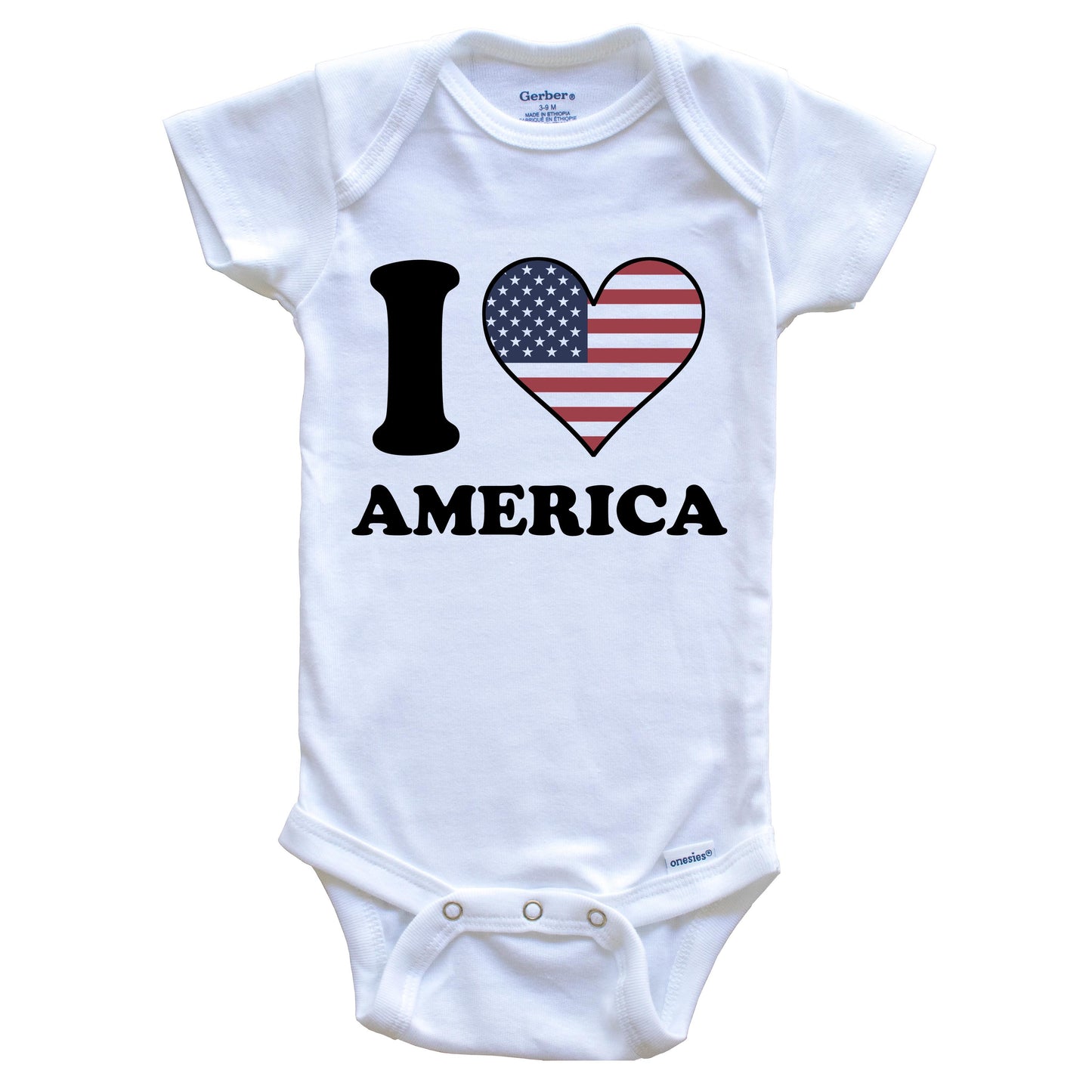 I Love America American Flag Heart Baby Onesie