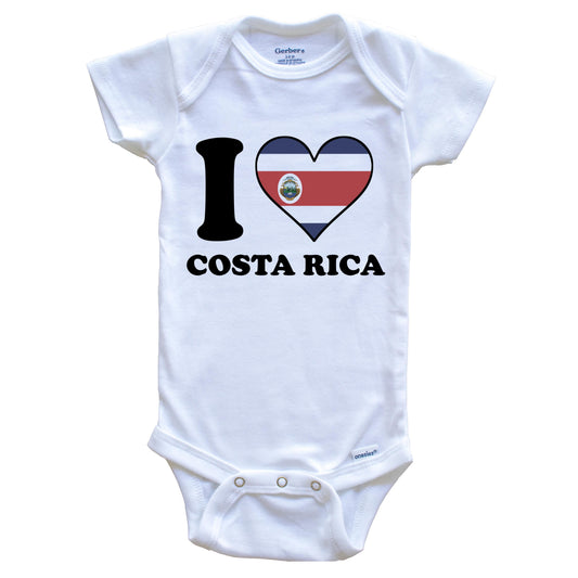 I Love Costa Rica Costa Rican Flag Heart Baby Onesie