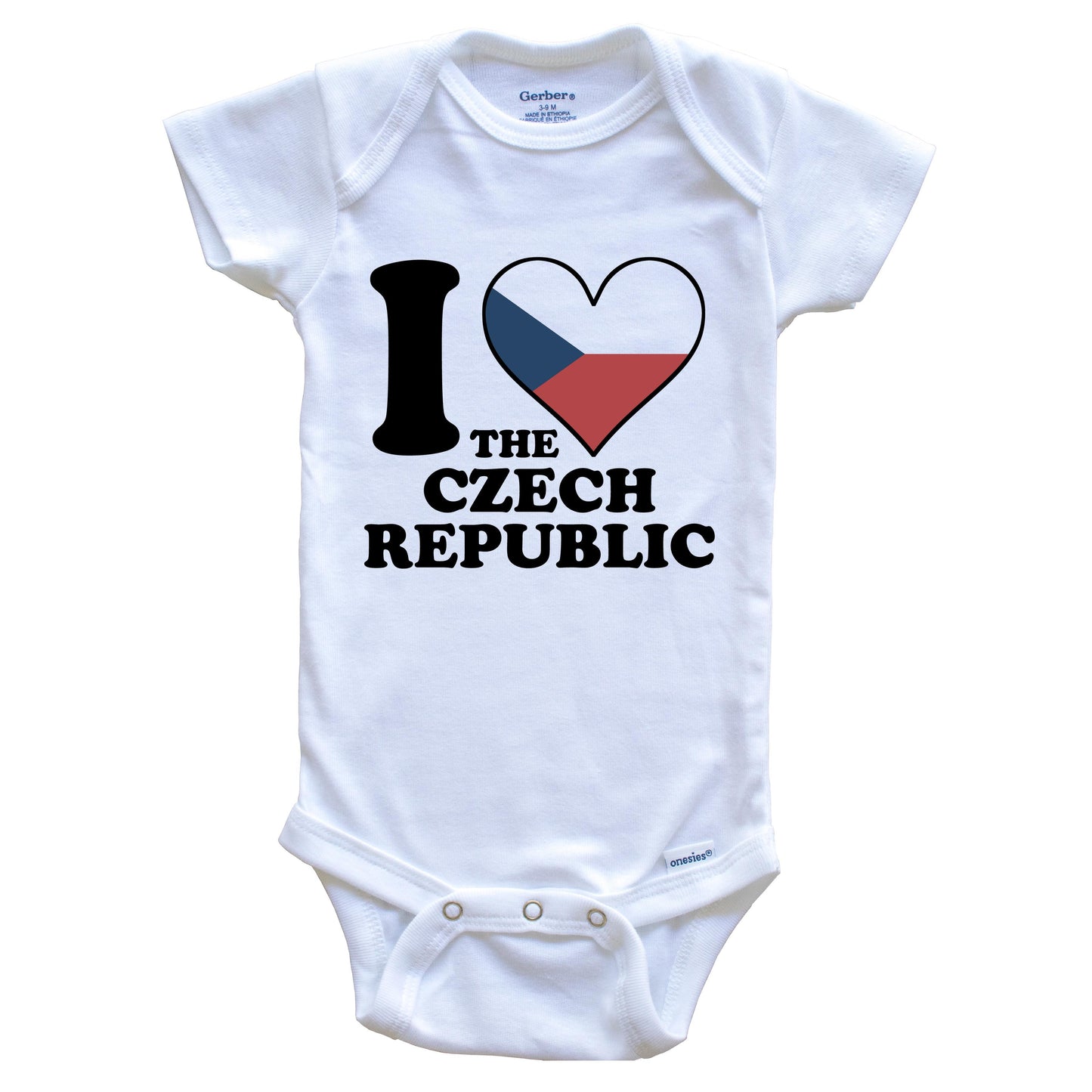 I Love the Czech Republic Czech Flag Heart Baby Onesie
