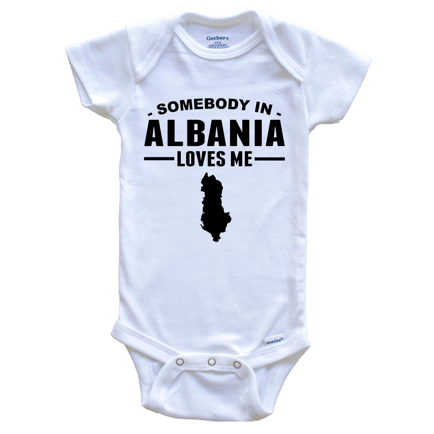 Somebody In Albania Loves Me Baby Onesie