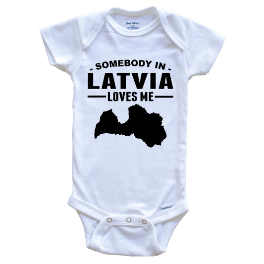 Somebody In Latvia Loves Me Baby Onesie