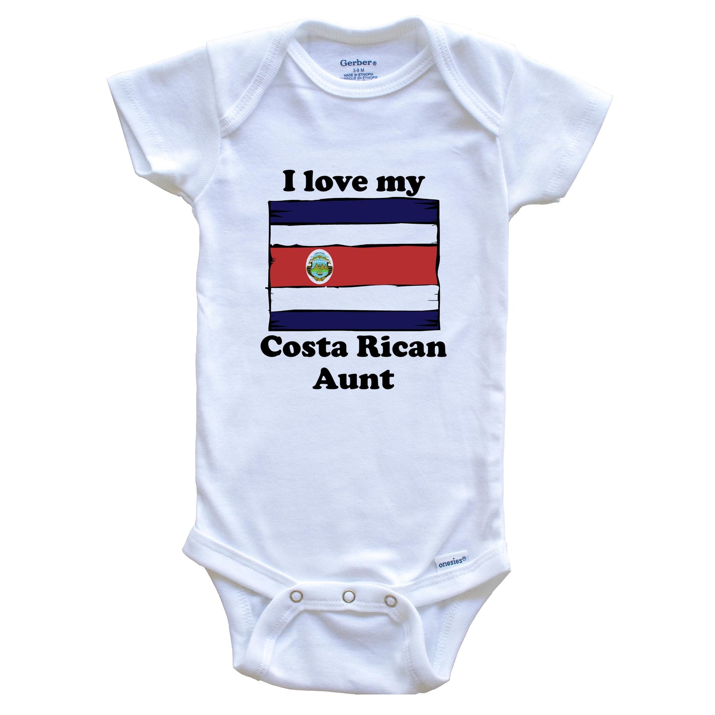I Love My Costa Rican Aunt Costa Rica Flag Niece Nephew Baby Onesie