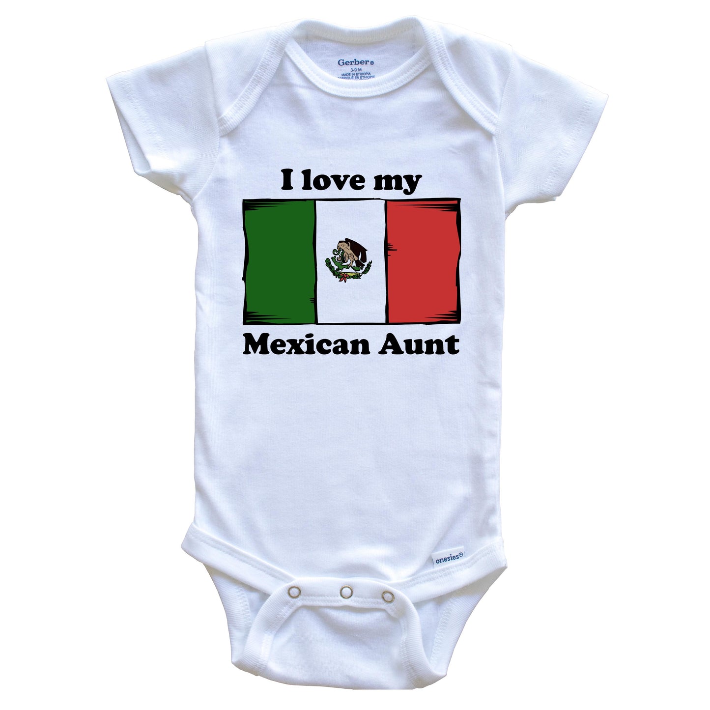 I Love My Mexican Aunt Mexico Flag Niece Nephew Baby Onesie