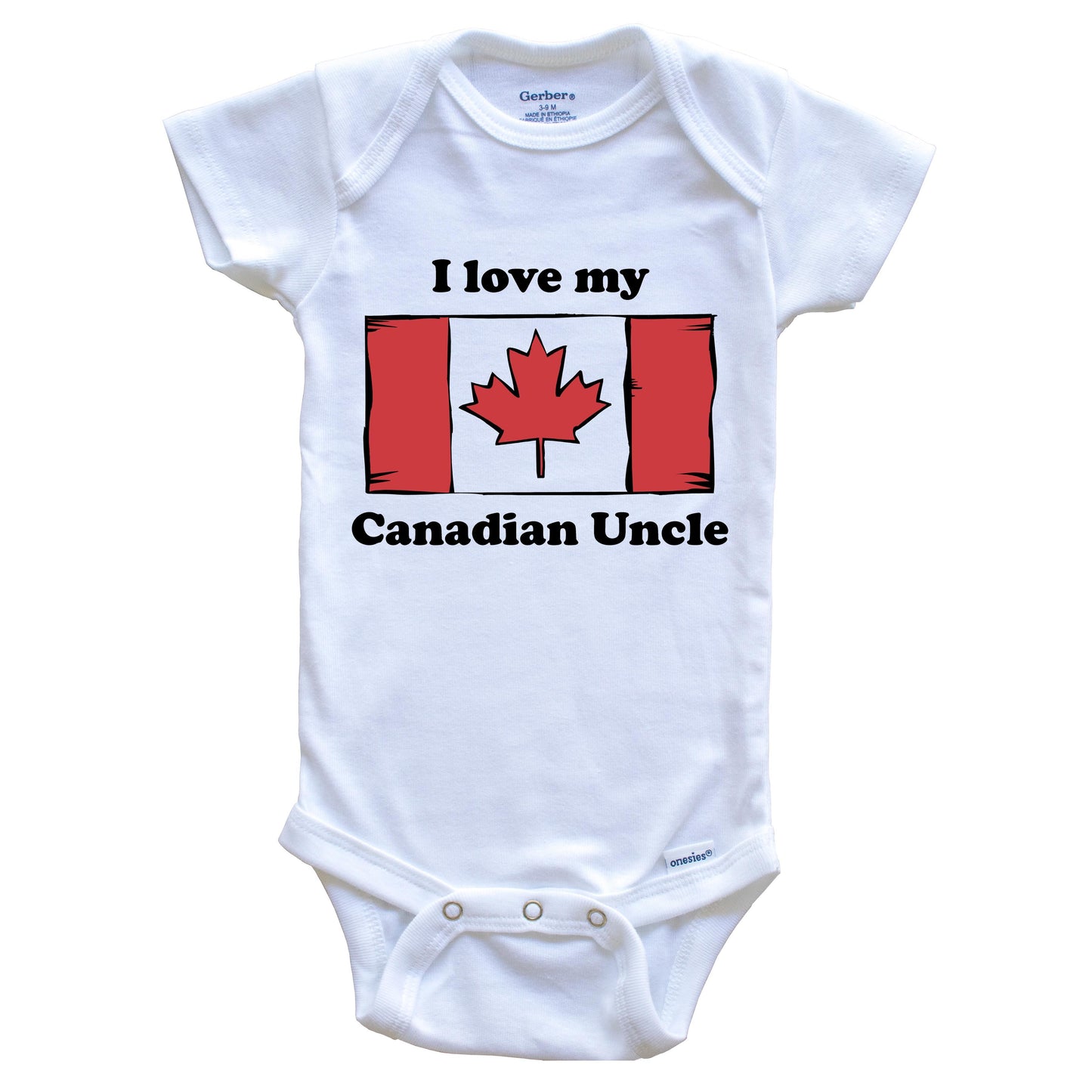 I Love My Canadian Uncle Canada Flag Niece Nephew Baby Onesie