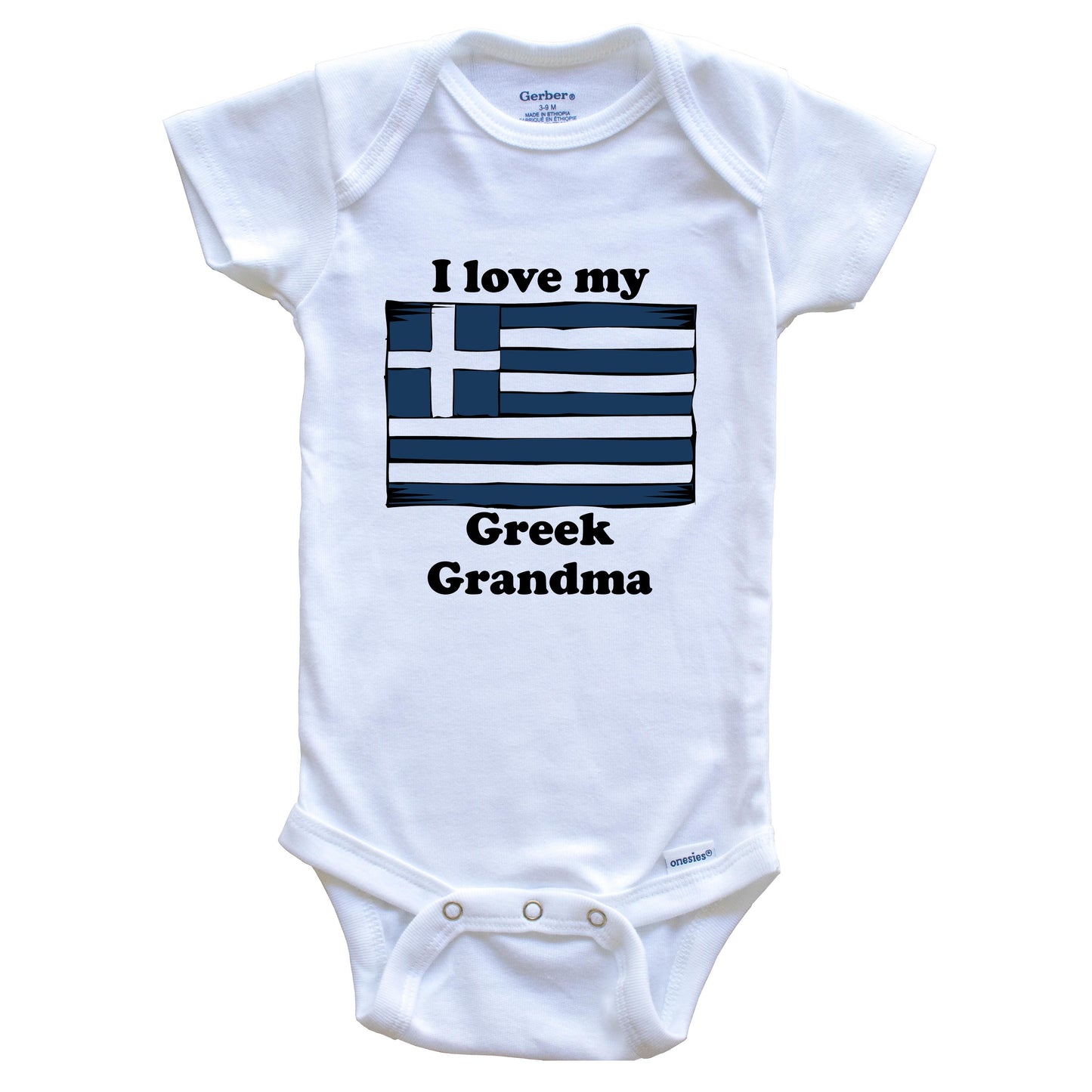 I Love My Greek Grandma Greece Flag Grandchild Baby Onesie
