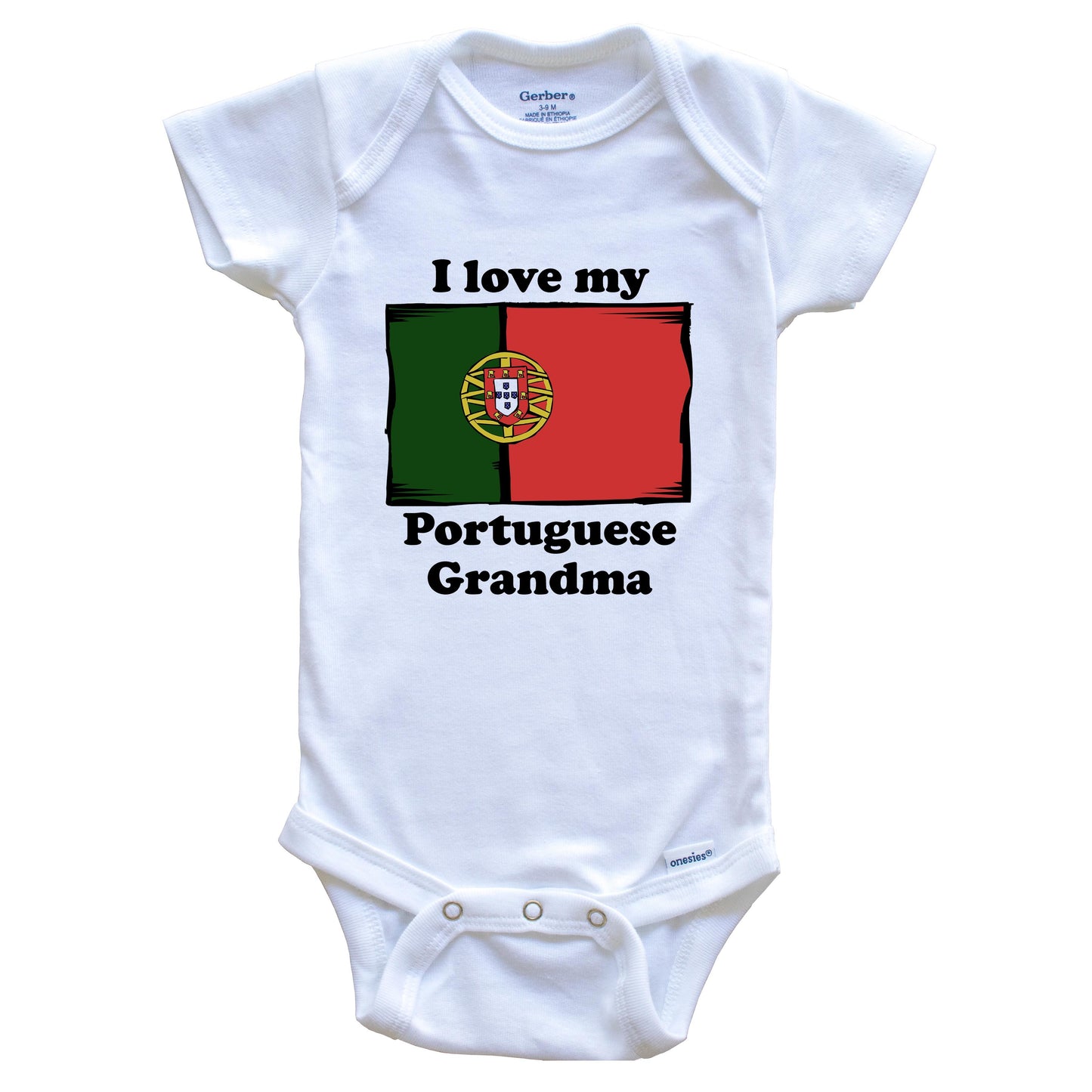 I Love My Portuguese Grandma Portugal Flag Grandchild Baby Onesie