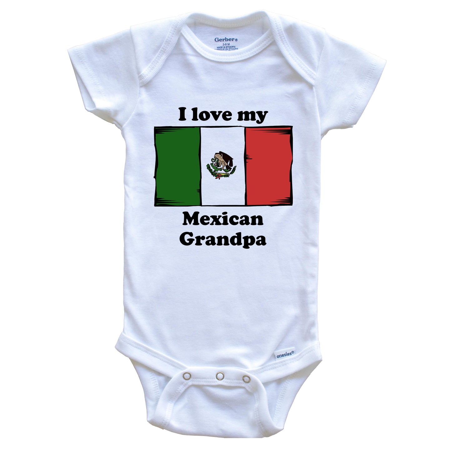 I Love My Mexican Grandpa Mexico Flag Grandchild Baby Onesie
