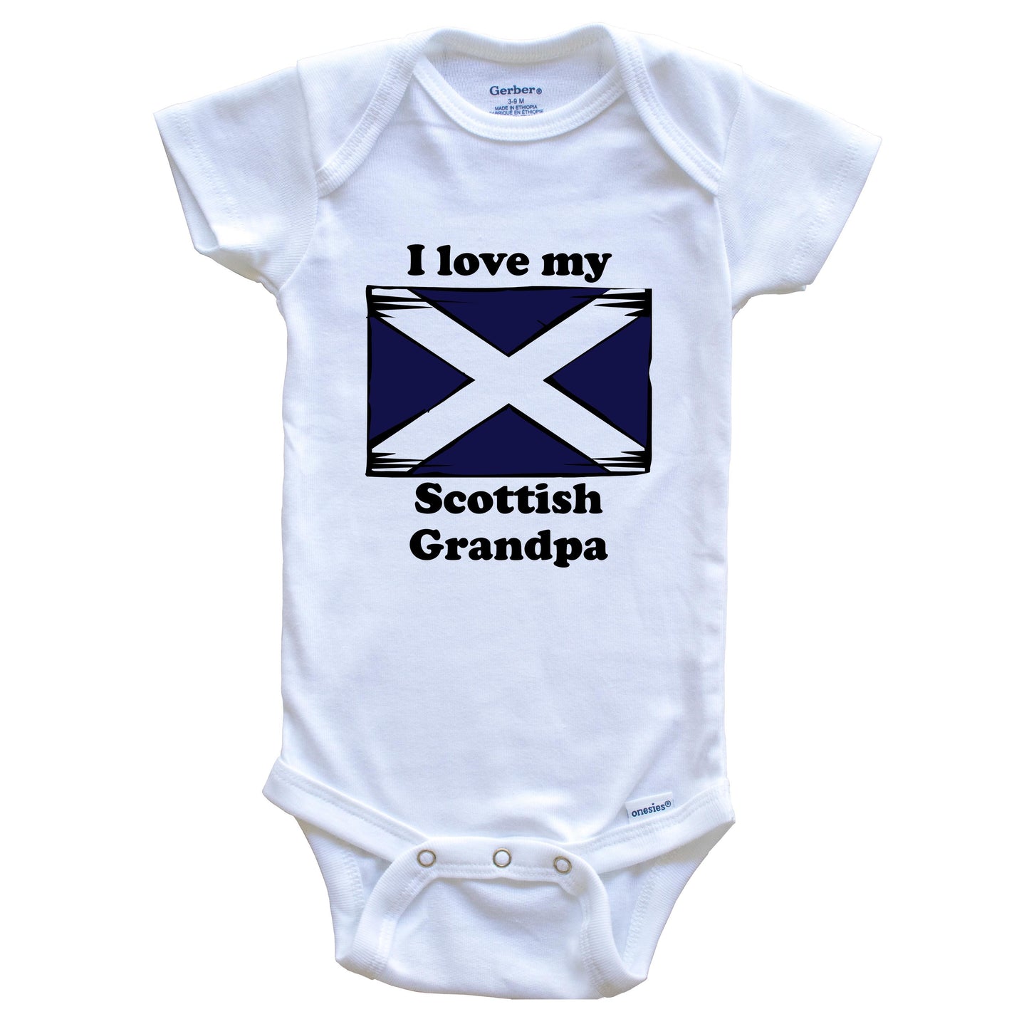 I Love My Scottish Grandpa Scotland Flag Grandchild Baby Onesie