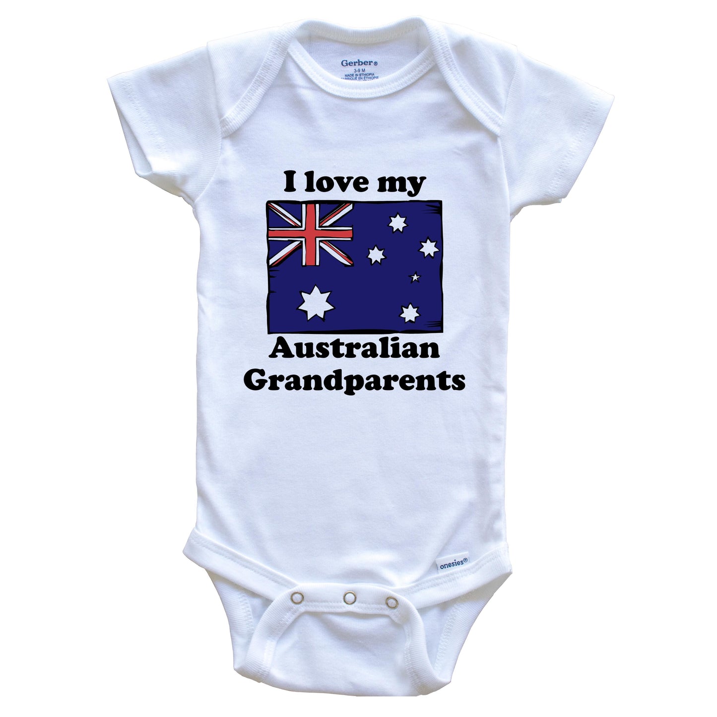 I Love My Australian Grandparents Australia Flag Grandchild Baby Onesie