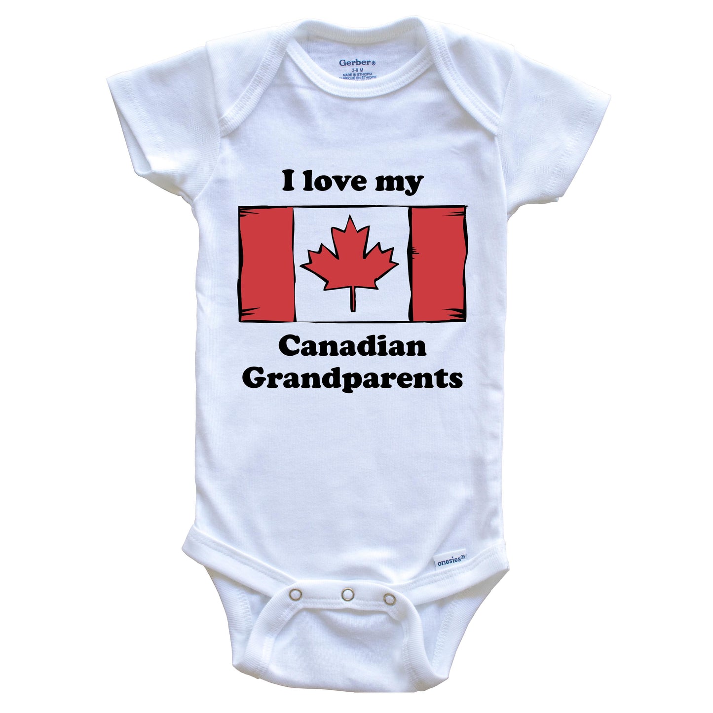 I Love My Canadian Grandparents Canada Flag Grandchild Baby Onesie
