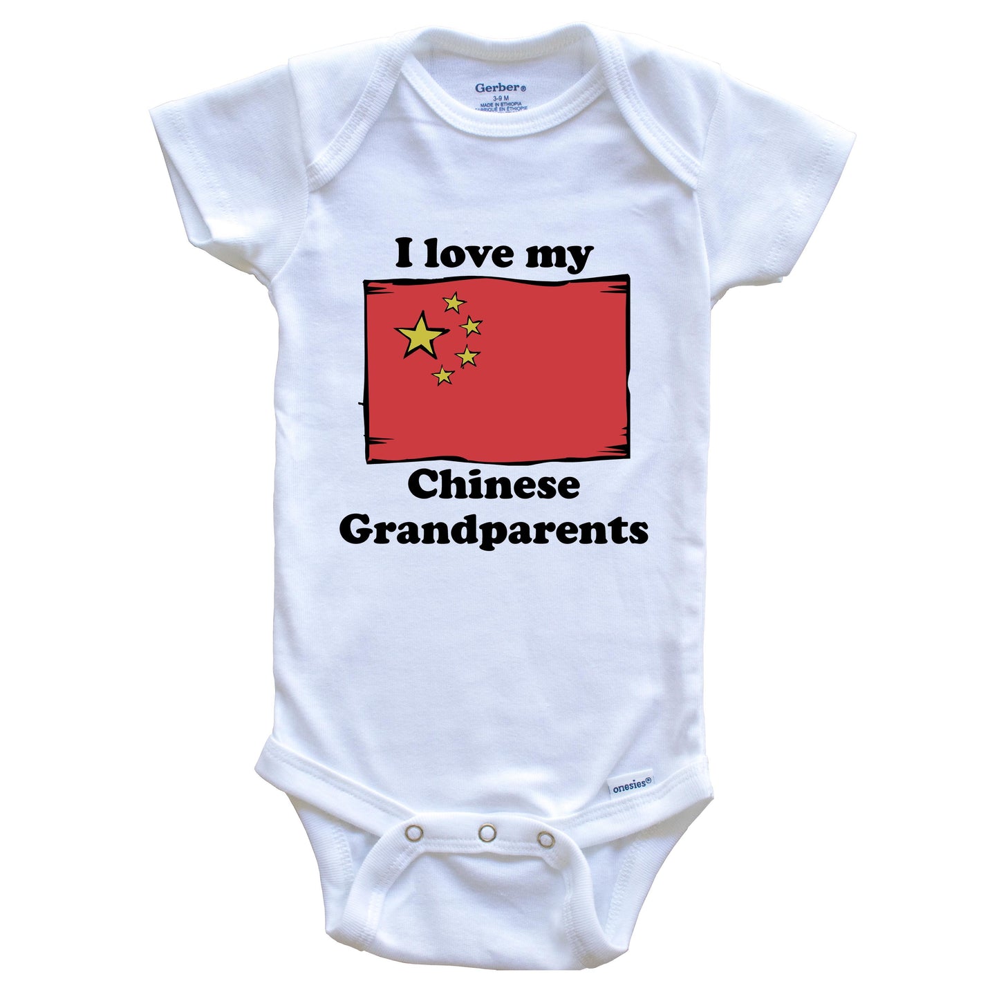 I Love My Chinese Grandparents China Flag Grandchild Baby Onesie