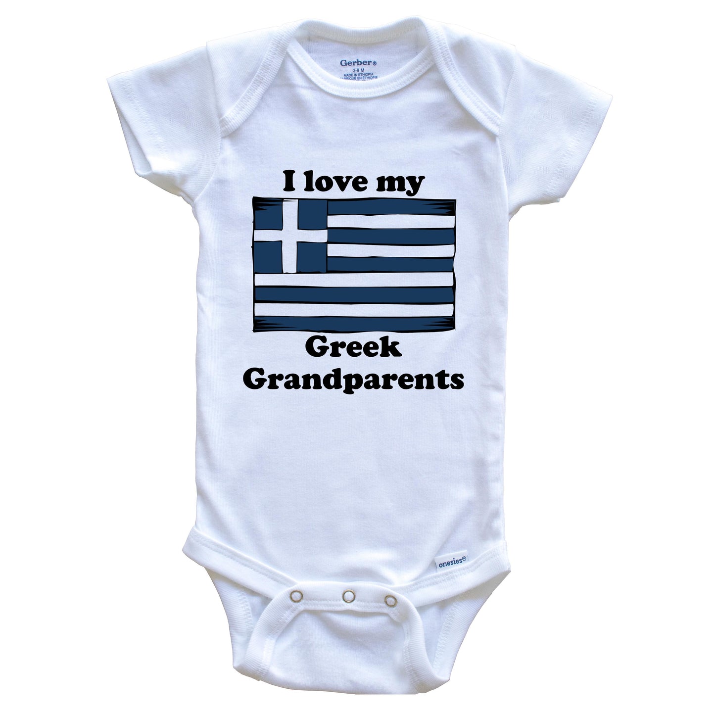 I Love My Greek Grandparents Greece Flag Grandchild Baby Onesie