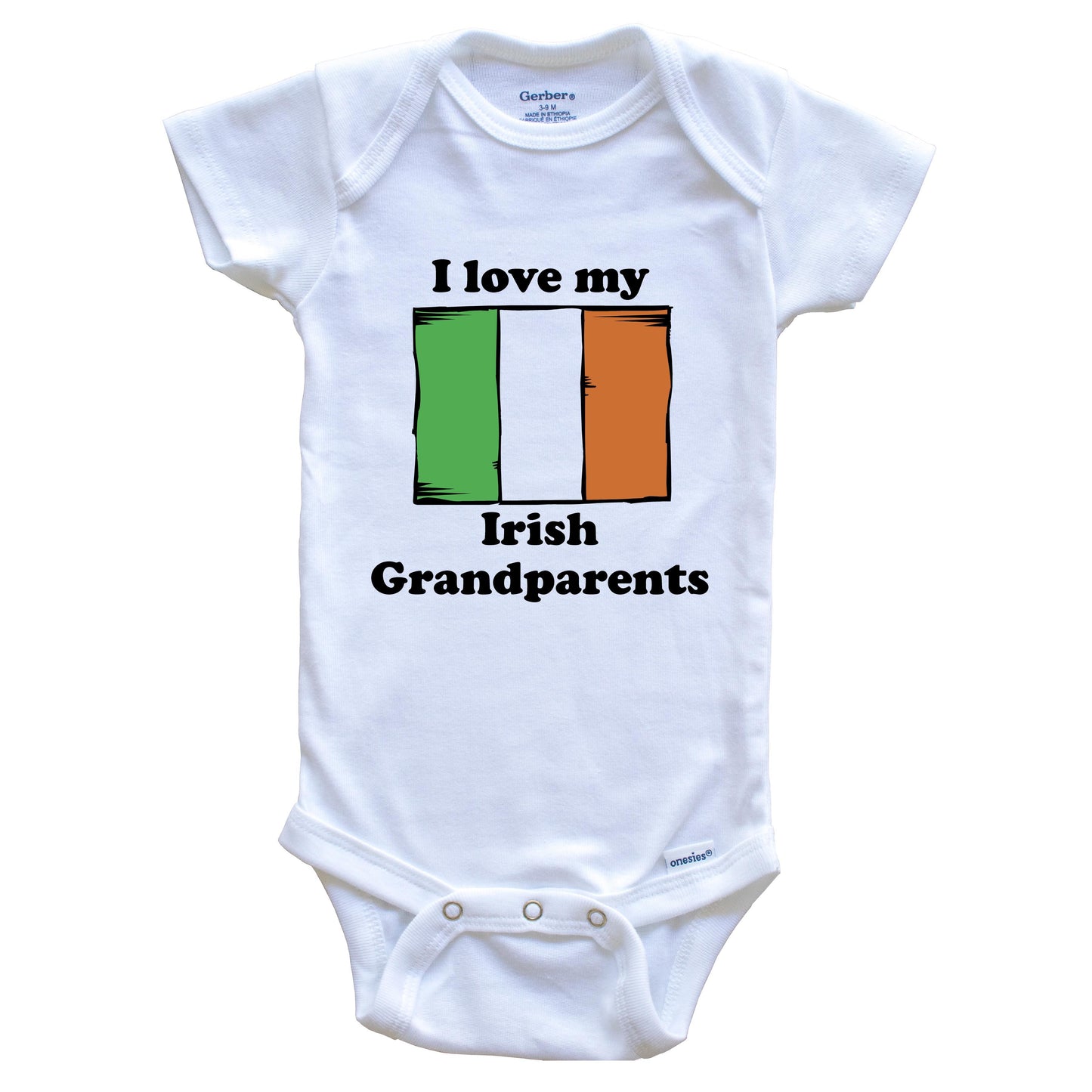 I Love My Irish Grandparents Ireland Flag Grandchild Baby Onesie