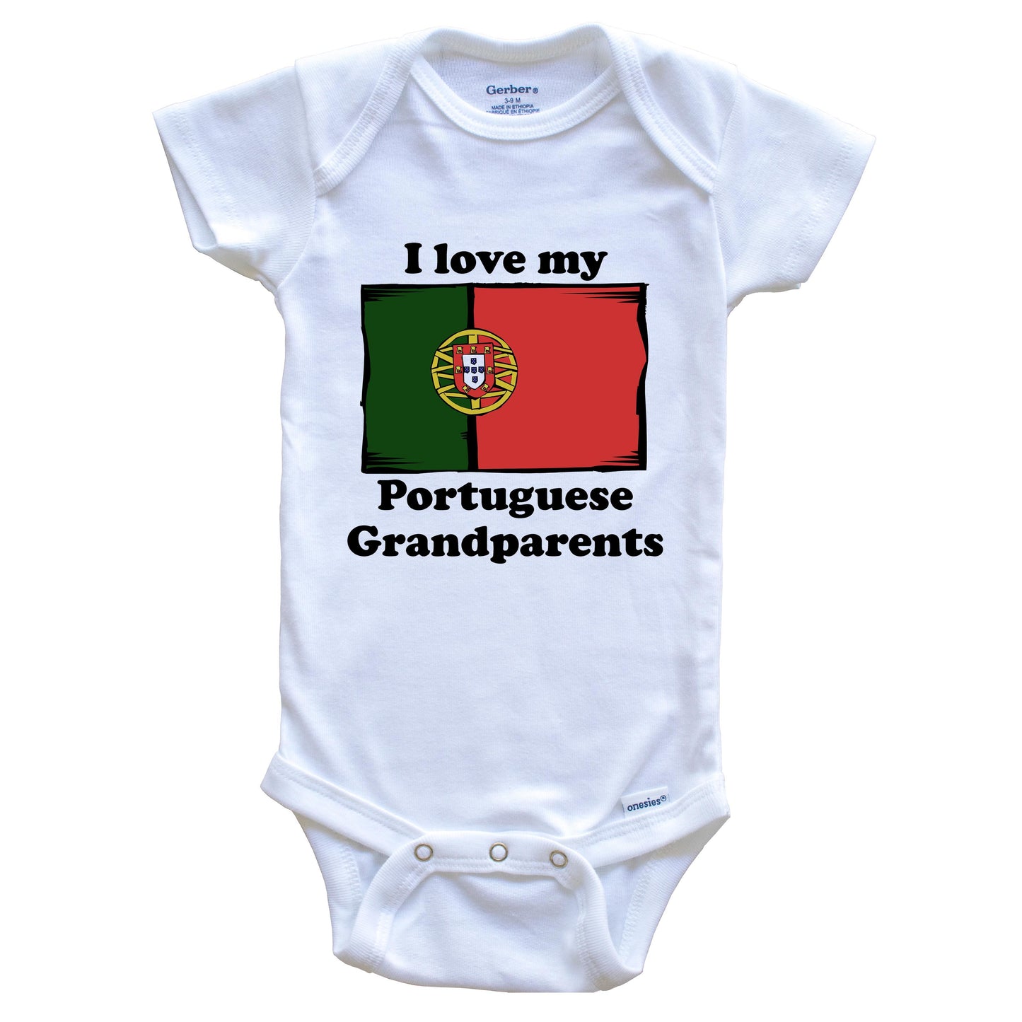I Love My Portuguese Grandparents Portugal Flag Grandchild Baby Onesie