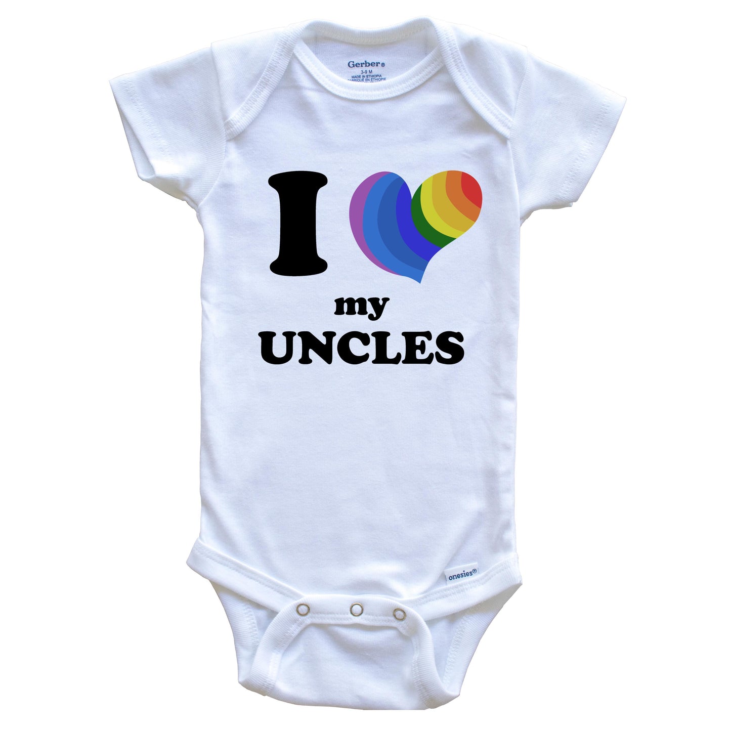 I Love My Uncles Same Sex Marriage Gay Pride Rainbow Heart Niece Nephew Baby Onesie