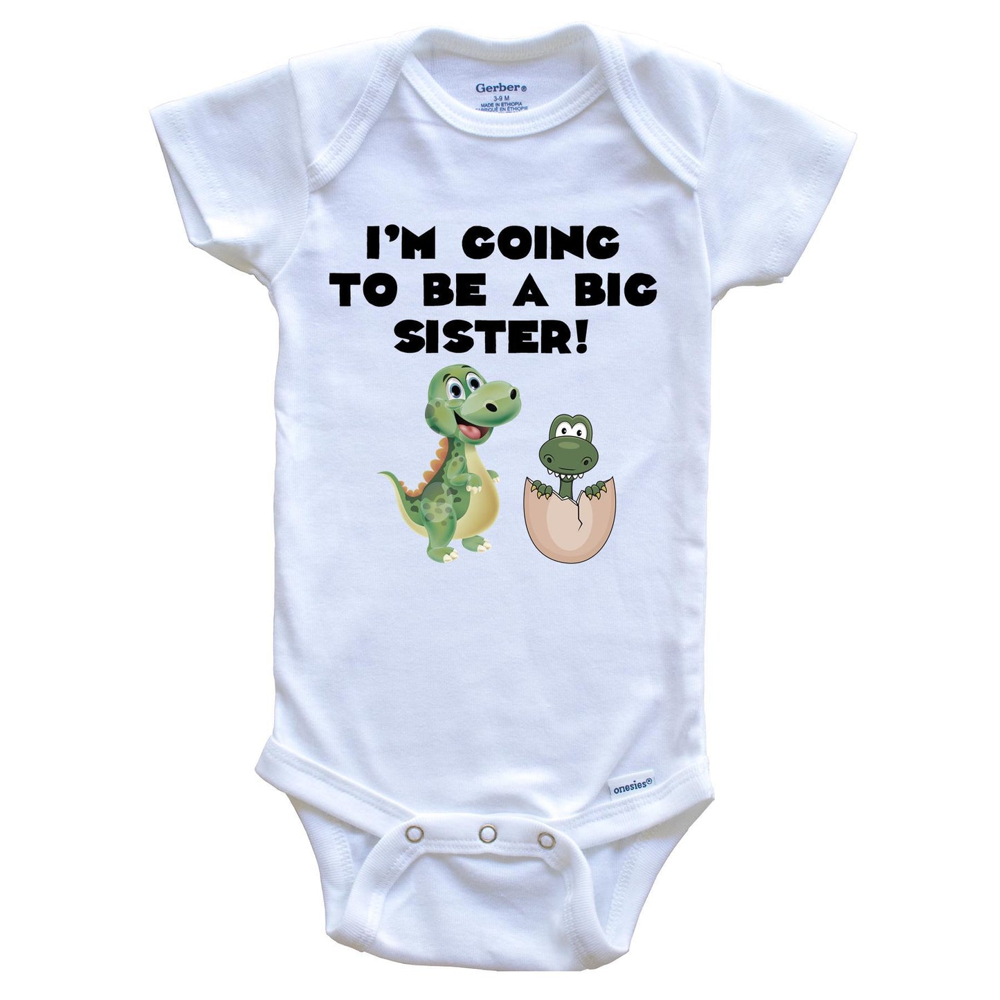 I'm Going To Be A Big Sister Dinosaur Onesie - New Baby Announcement Baby Bodysuit For Sibling