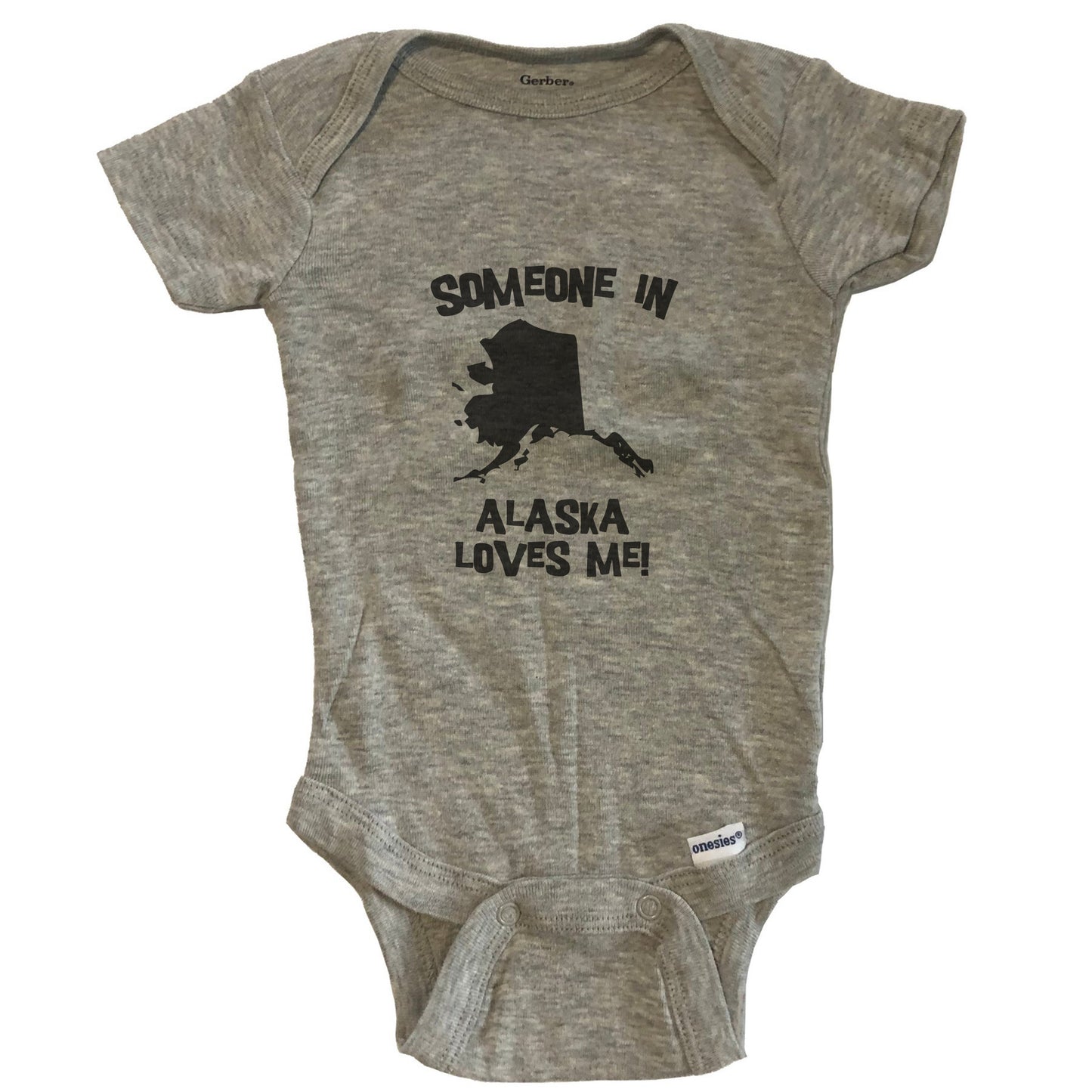 Someone In Alaska Loves Me State Silhouette Cute Baby Onesie - One Piece Baby Bodysuit