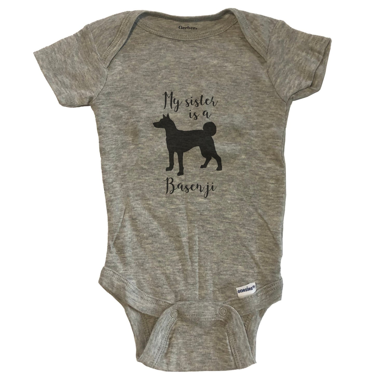My Sister Is A Basenji Cute Dog Baby Onesie - Congo Dog One Piece Baby Bodysuit