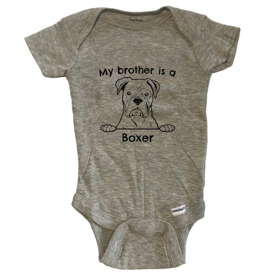My Brother Is A Boxer One Piece Baby Bodysuit - Grey