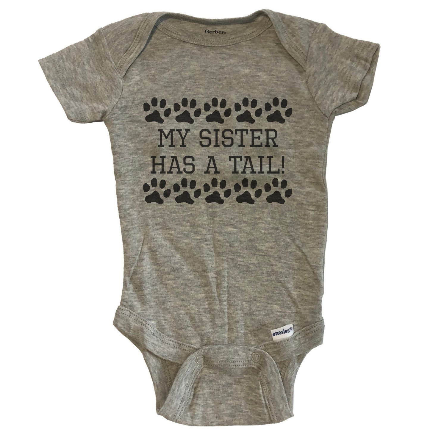 My Sister Has A Tail Cute Baby Onesie - Grey