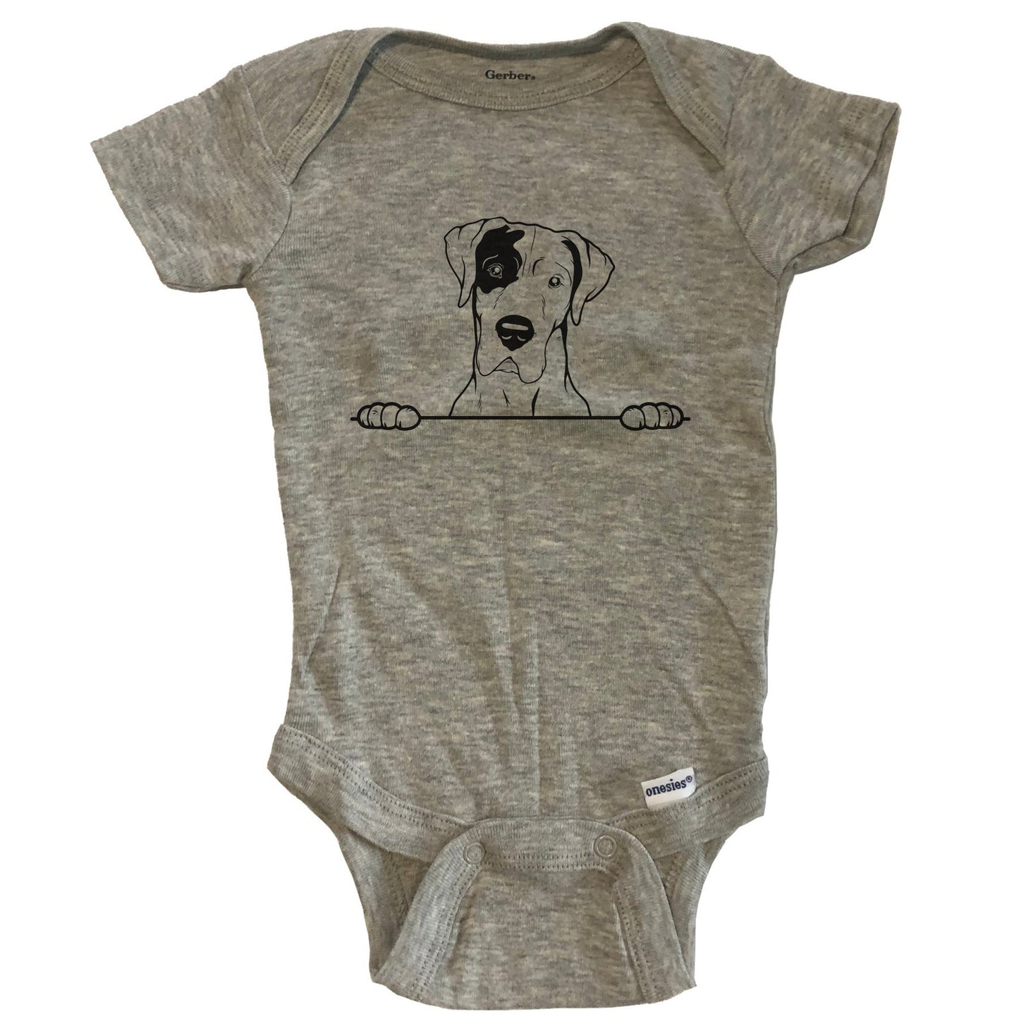 Great Dane Dog Breed Drawing Cute One Piece Baby Bodysuit - Grey