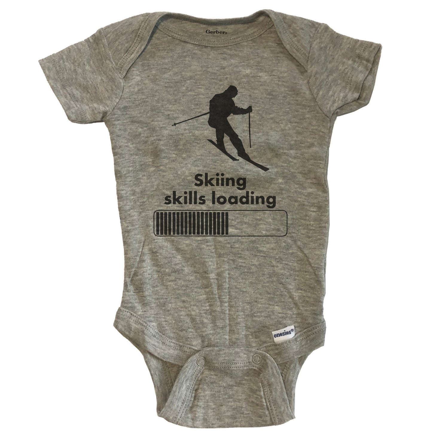 Skiing Skills Loading Funny Skier Baby Onesie