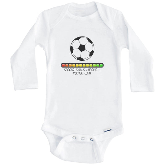 Soccer Skills Loading Please Wait Funny Baby Onesie (Long Sleeves)