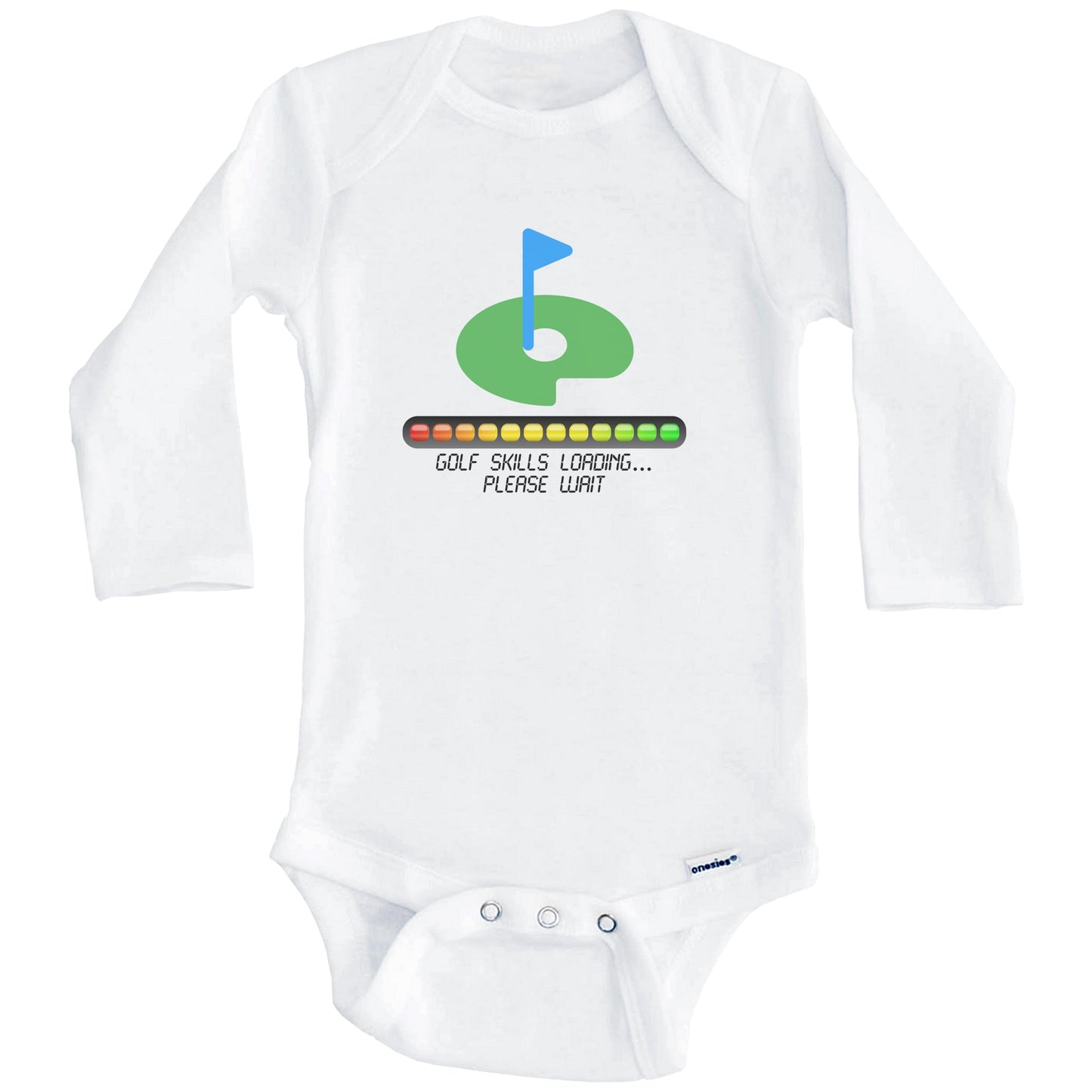 Golf Skills Loading Please Wait Funny Baby Onesie (Long Sleeves)