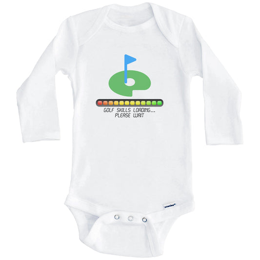 Golf Skills Loading Please Wait Funny Baby Onesie (Long Sleeves)