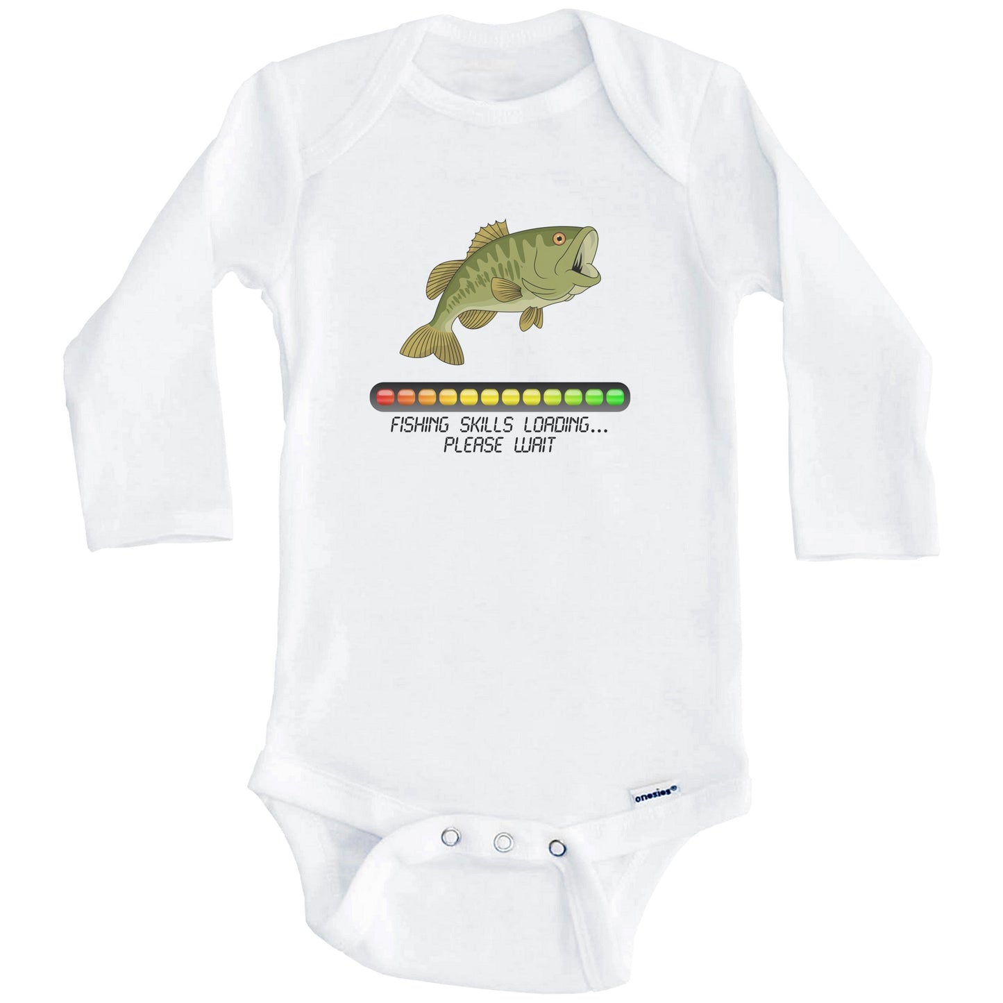 Fishing Skills Loading Please Wait Funny Baby Onesie (Long Sleeves)