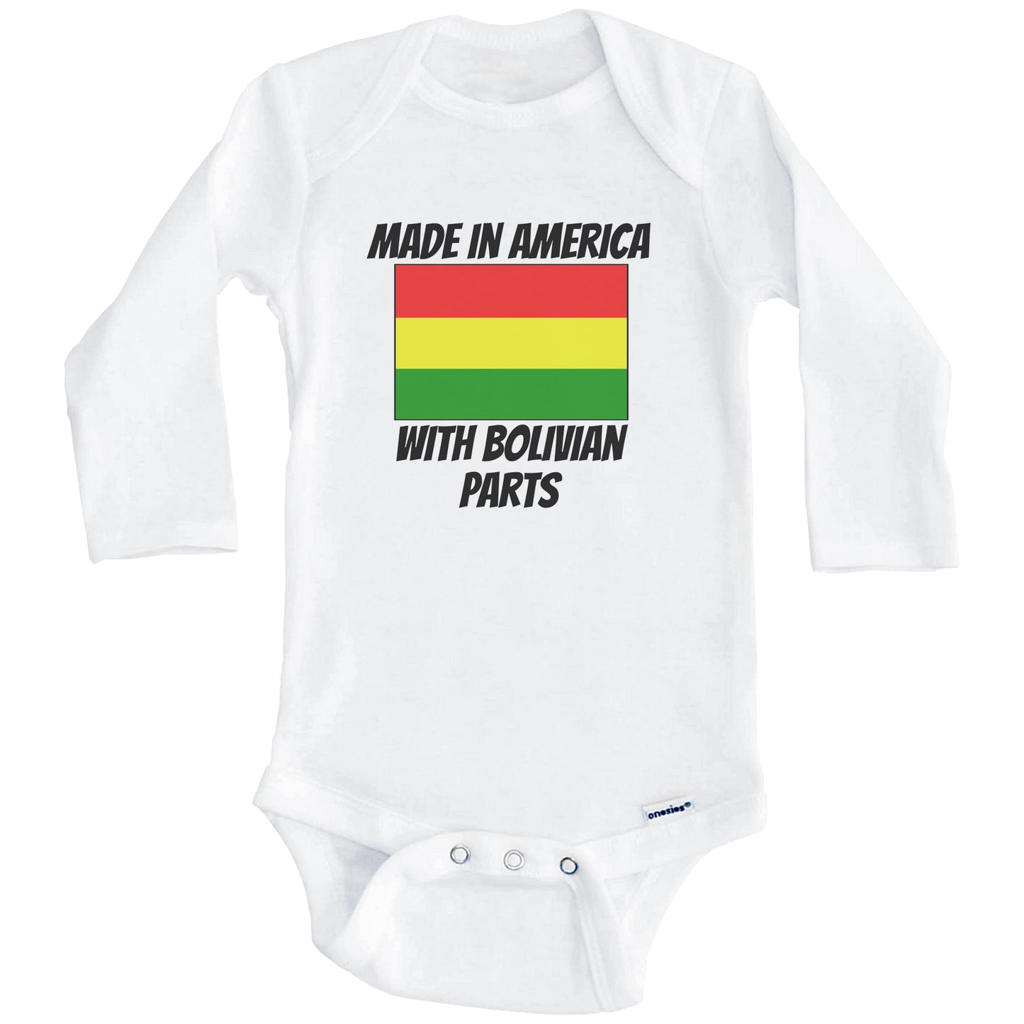 Made In America With Bolivian Parts Bolivia Flag Funny Baby Onesie (Long Sleeves)