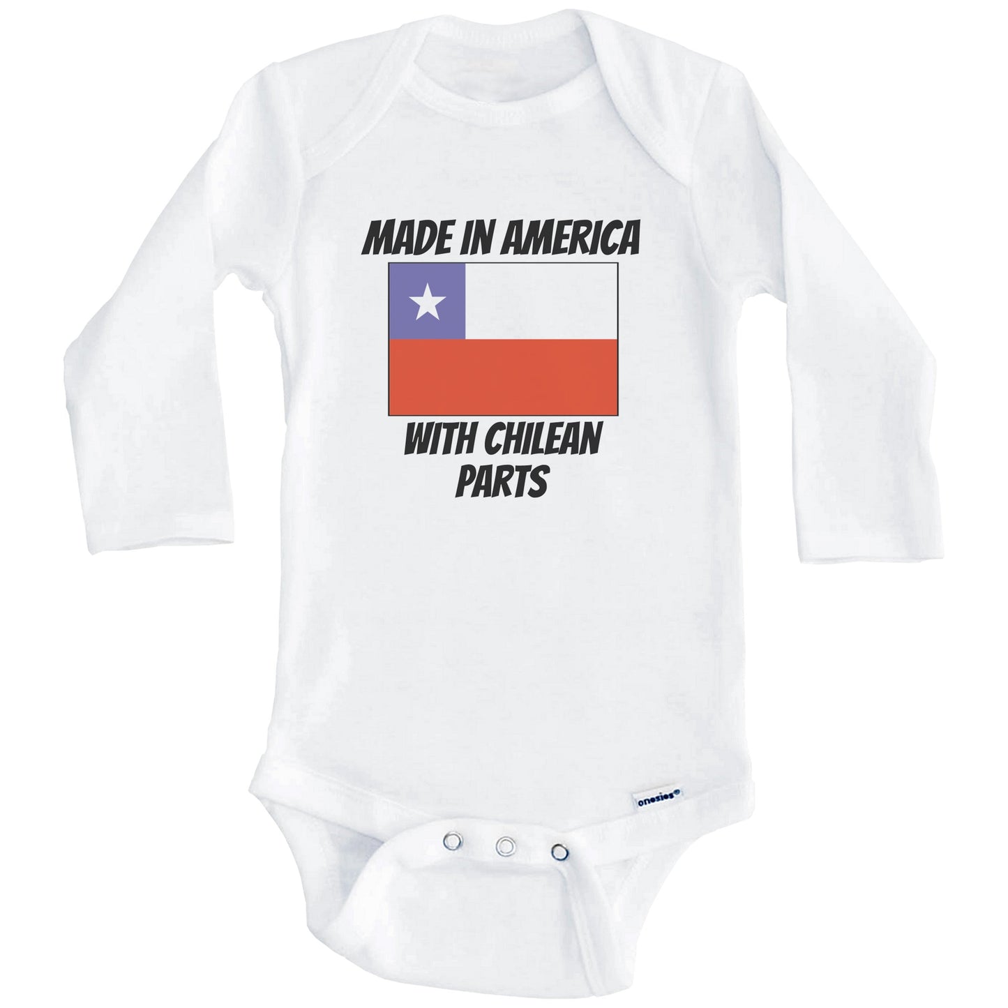 Made In America With Chilean Parts Chile Flag Funny Baby Onesie (Long Sleeves)