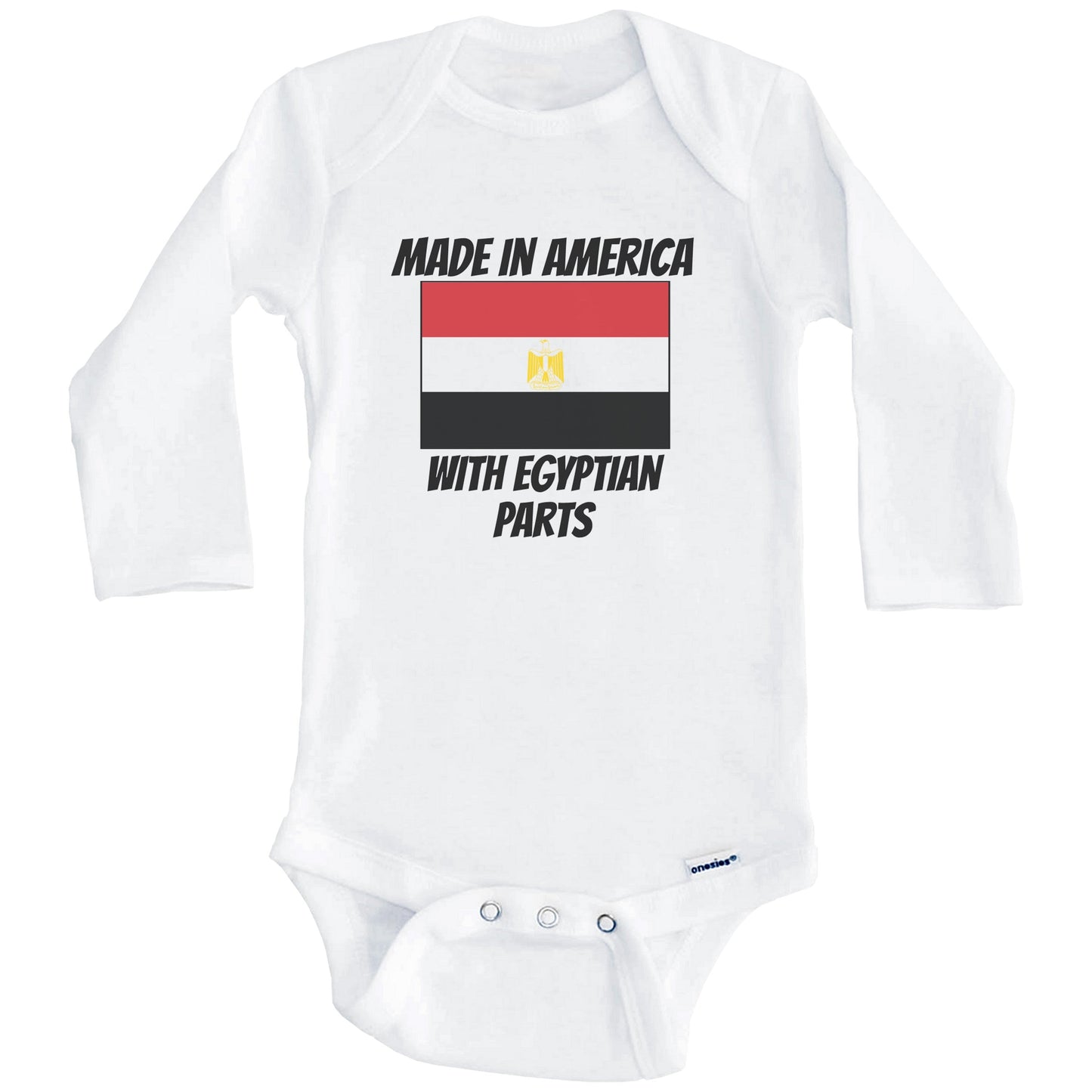 Made In America With Egyptian Parts Egypt Flag Funny Baby Onesie (Long Sleeves)