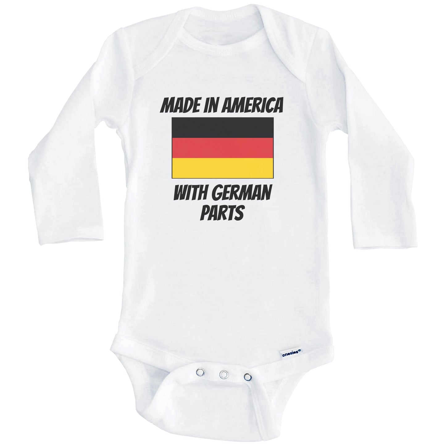Made In America With German Parts Germany Flag Funny Baby Onesie (Long Sleeves)