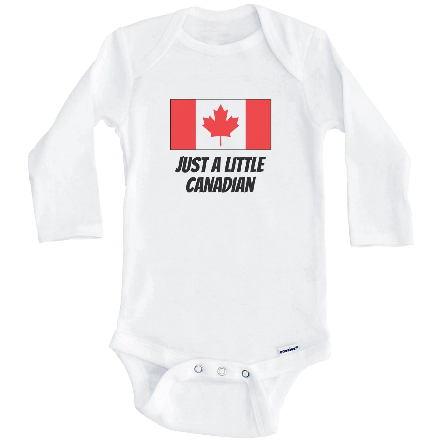 Just A Little Canadian Cute Canada Flag Baby Onesie (Long Sleeves)