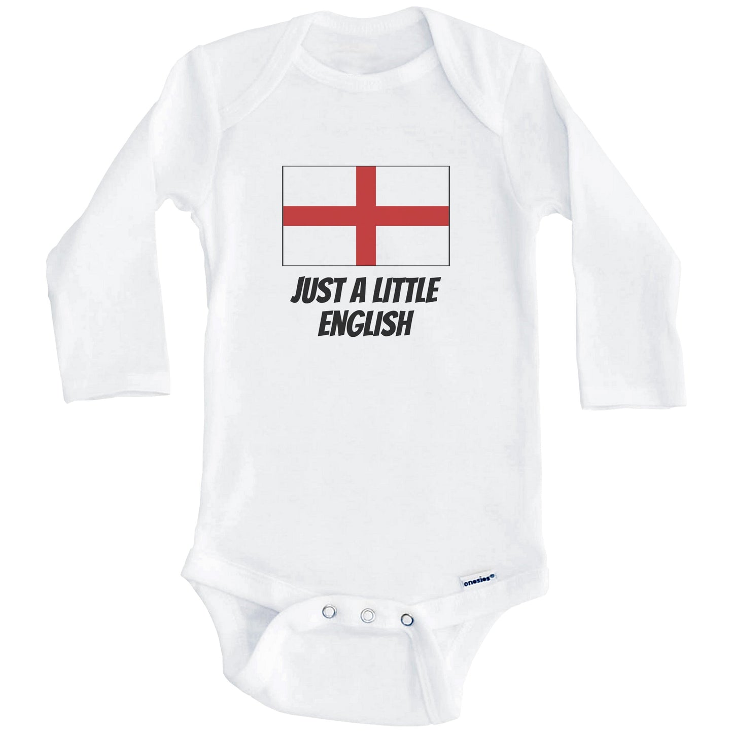 Just A Little English Cute England Flag Baby Onesie (Long Sleeves)
