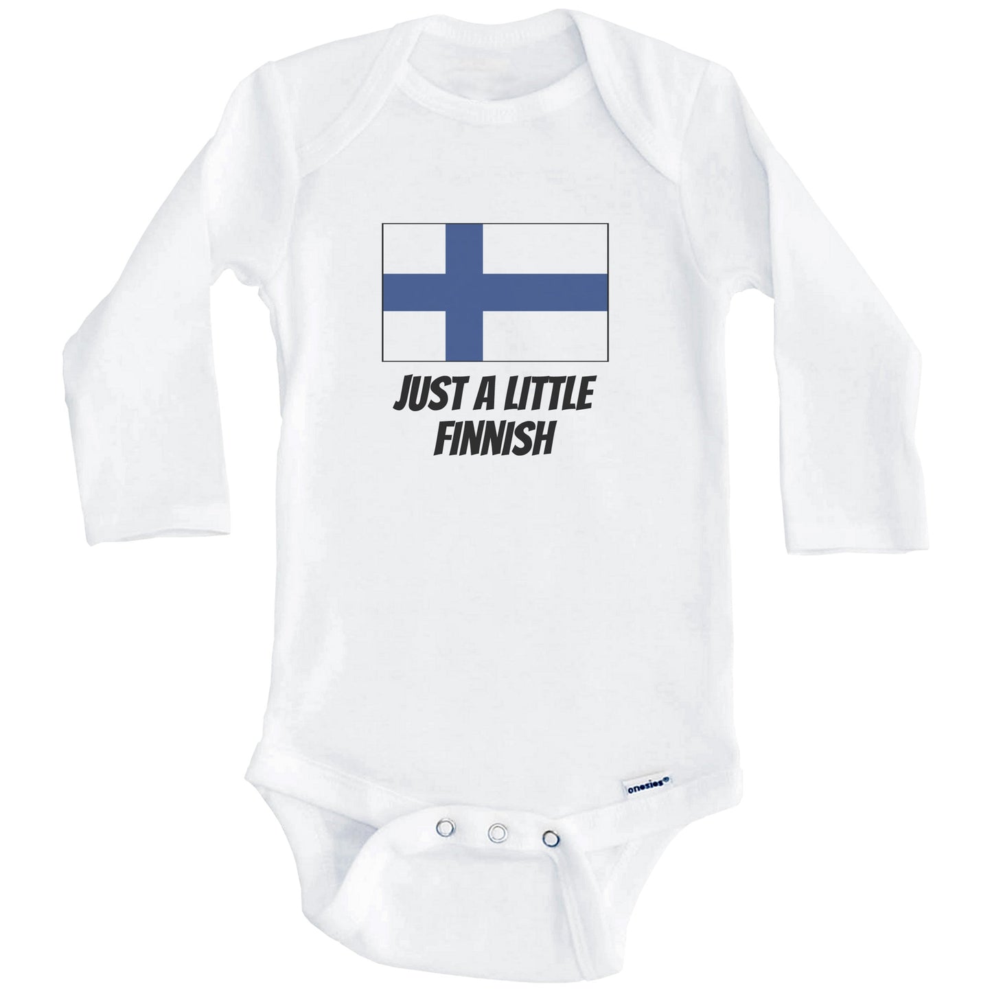 Just A Little Finnish Cute Finland Flag Baby Onesie (Long Sleeves)